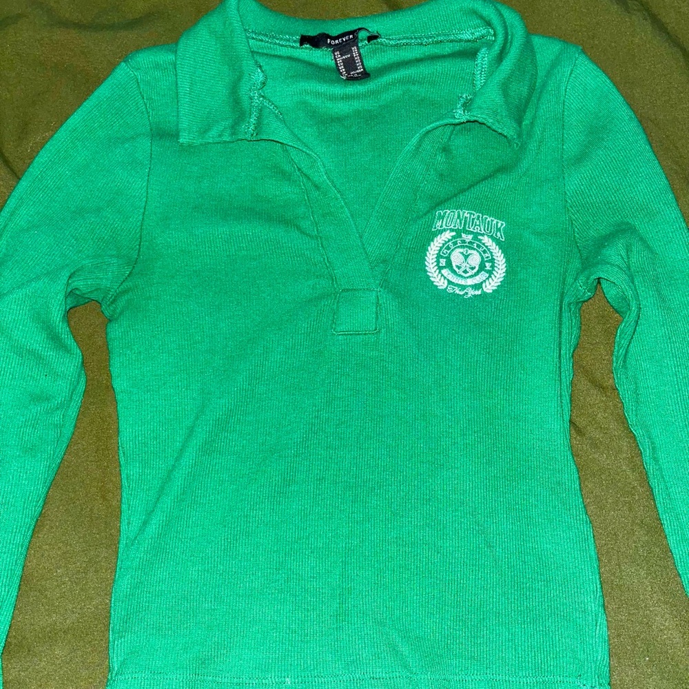 Green Long Sleeve Polo Shirt